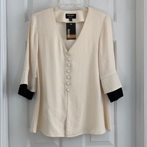 NWT Dianaira Couture 100% silk pearl black jacket